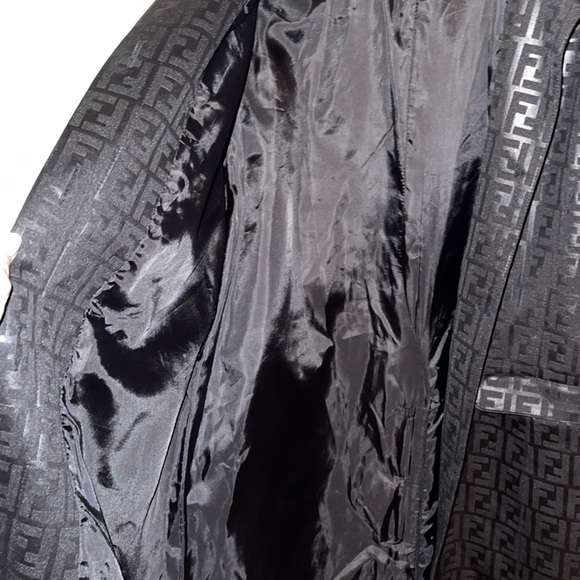 Preloved Fendi black long coat with hood FF logo pristine condition size M - Picture 10 of 11